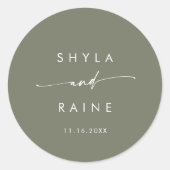 Boho Chic Olive Green Names Umschlag Aufkleber (Vorderseite)