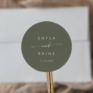 Boho Chic Olive Green Names Umschlag Aufkleber