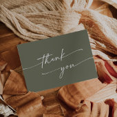 Boho Chic Olive Green Pink Flat Wedding Dankeskarte