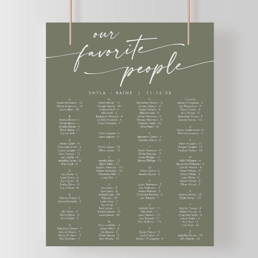 Boho Chic Olive Green Printable Seekarte Poster