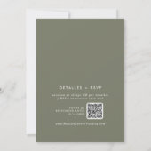 Boho Chic Olive Green QR Code Spanische Hochzeit Einladung (Rückseite)