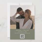 Boho Chic Olive Green QR Foto Calendar Save The Date (Rückseite)