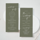 Boho Chic Olive Green Tee Hochzeit Programm