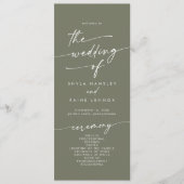 Boho Chic Olive Green Tee Hochzeit Programm (Vorderseite)