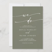 Boho Chic Olive Green We Do Wedding Einladung (Vorderseite)