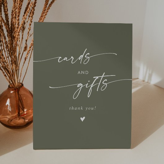 Boho Chic Olive Green Wedding Cards und Geschenke Sockelschild