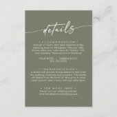 Boho Chic Olive Green Wedding Details Begleitkarte (Vorderseite)