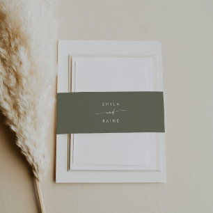 Boho Chic Olive Green Wedding Einladungsbanderole