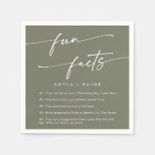 Boho Chic Olive Green Wedding Fun Fakt Napkins Serviette (Vorderseite)