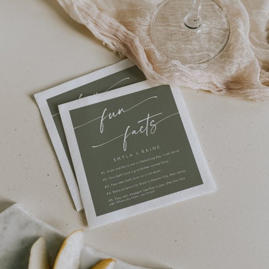 Boho Chic Olive Green Wedding Fun Fakt Napkins Serviette