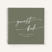 Boho Chic Olive Green Wedding Gästebuch Notizblock (Vorderseite)