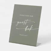 Boho Chic Olive Green Wedding Gästebuch Sockelschild (Vorderseite)