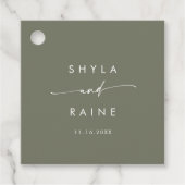 Boho Chic Olive Green Wedding Geschenkanhänger (Vorderseite)