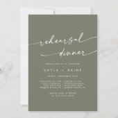 Boho Chic Olive Green Wedding Probe Dinner Einladung (Vorderseite)