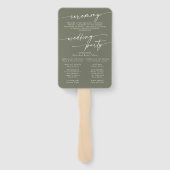 Boho Chic Olive Green Wedding Program Fächer (Rückseite)
