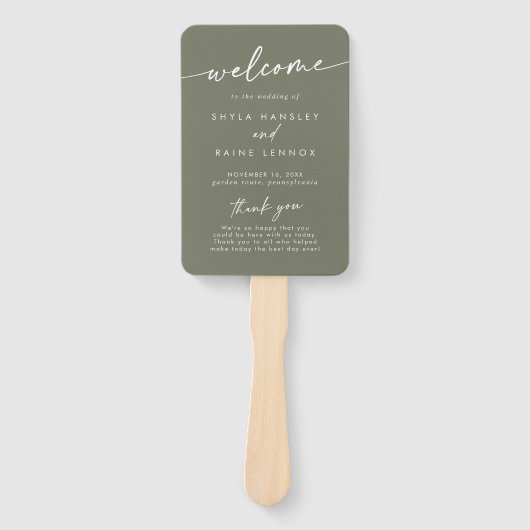 Boho Chic Olive Green Wedding Program Fächer (Vorderseite)