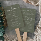 Boho Chic Olive Green Wedding Program Fächer
