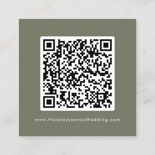 Boho Chic Olive Green Wedding QR Code UAWG Begleitkarte (Rückseite)