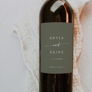 Boho Chic Olive Green Wedding Wine Labels Weinetikett