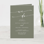 Boho Chic Olive Green wir falten Hochzeit Programm (Vorderseite)
