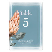 Boho Chic Orange Blume Smokey Blue Wash Tischnummer (Rückseite)