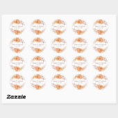 Boho Chic Orange Floral Wedding Runder Aufkleber (Blatt)