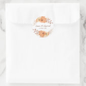 Boho Chic Orange Floral Wedding Runder Aufkleber (Tasche)