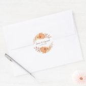Boho Chic Orange Floral Wedding Runder Aufkleber (Umschlag)