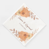 Boho Chic Orange Floral Wedding Serviette (Ecke)