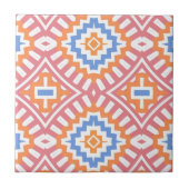Boho Chic Orange Pink Yellow Ethnic Geometric Fliese (Vorderseite)
