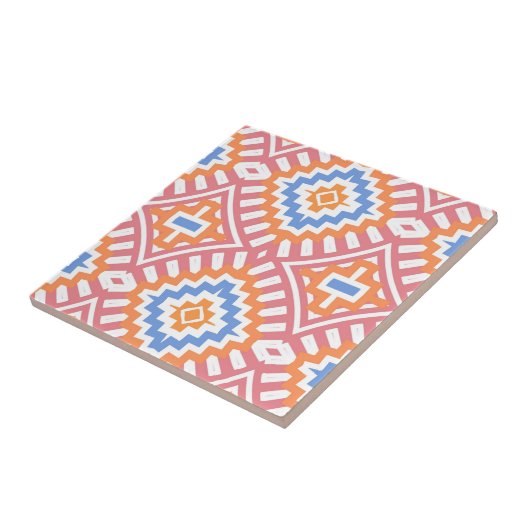 Boho Chic Orange Pink Yellow Ethnic Geometric Fliese (Seite)