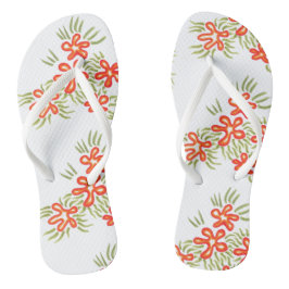 Boho Chic Orange Red Floral Künstlerisches Muster Badesandalen