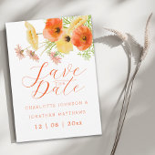 Boho Chic Orange- und Gelbe Wildblumen-Hochzeit Save The Date