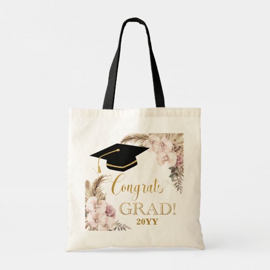 Boho Chic Orchid Floral Pampas Grass Abschluss Tragetasche (Rückseite)