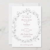 Boho Chic Orchid Floral Wreath Burgundy Wedding Einladung (Vorderseite)