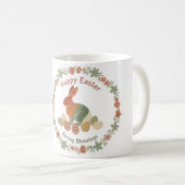 Boho Chic Osterhase Blumenkranz & Eier Frühling Kaffeetasse (VorderseiteRechts)