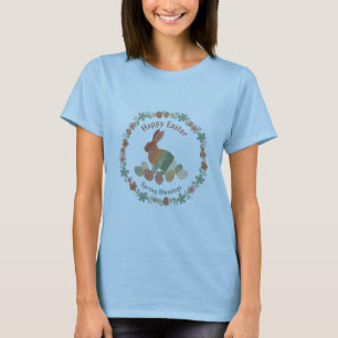 Boho Chic Osterhase Blumenkranz & Eier Frühling T-Shirt