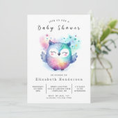 Boho Chic Owl Baby Dusche Einladung (Stehend Vorderseite)