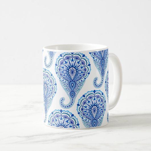 Boho Chic Paisley Seamless Oriental Kaffeetasse (VorderseiteRechts)