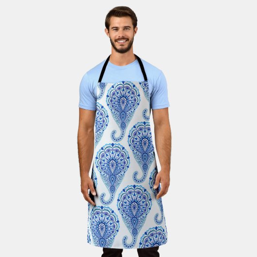 Boho Chic Paisley Seamless Oriental Schürze (Getragen)