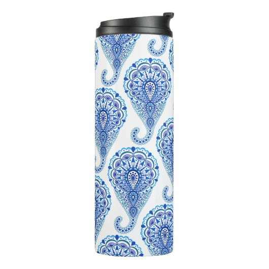 Boho Chic Paisley Seamless Oriental Thermosbecher (Nach links gedreht)