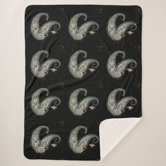 Boho Chic Paisley Seamless Pattern Sherpadecke (Vorderseite)