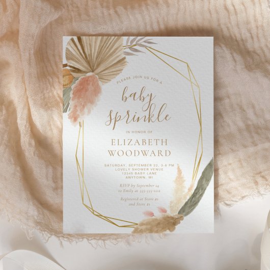 Boho Chic Pampas Grass Baby Sprinkle Einladung Postkarte