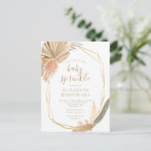 Boho Chic Pampas Grass Baby Sprinkle Einladung Postkarte (Stehend Vorderseite)