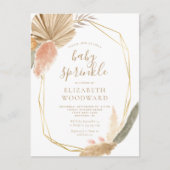 Boho Chic Pampas Grass Baby Sprinkle Einladung Postkarte (Vorderseite)