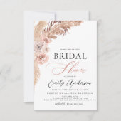 Boho Chic Pampas Grass Brautparty Einladung (Vorderseite)