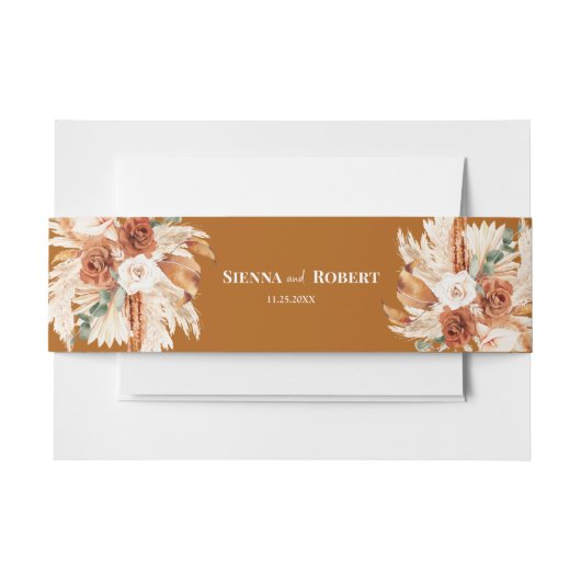 Boho Chic Pampas Grass Floral Wedding Einladungsbanderole (Vorderseite Beispiel)