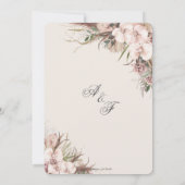 Boho Chic Pampas Grass Orchid Blumenstrauß Hochzei Einladung (Rückseite)