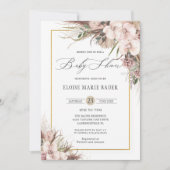 Boho Chic Pampas Grass Orchid Floral Baby Dusche Einladung (Vorderseite)