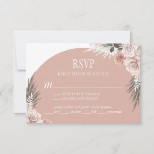 Boho Chic Pampas Grass Pink Sage Blumenhochzeit RSVP Karte